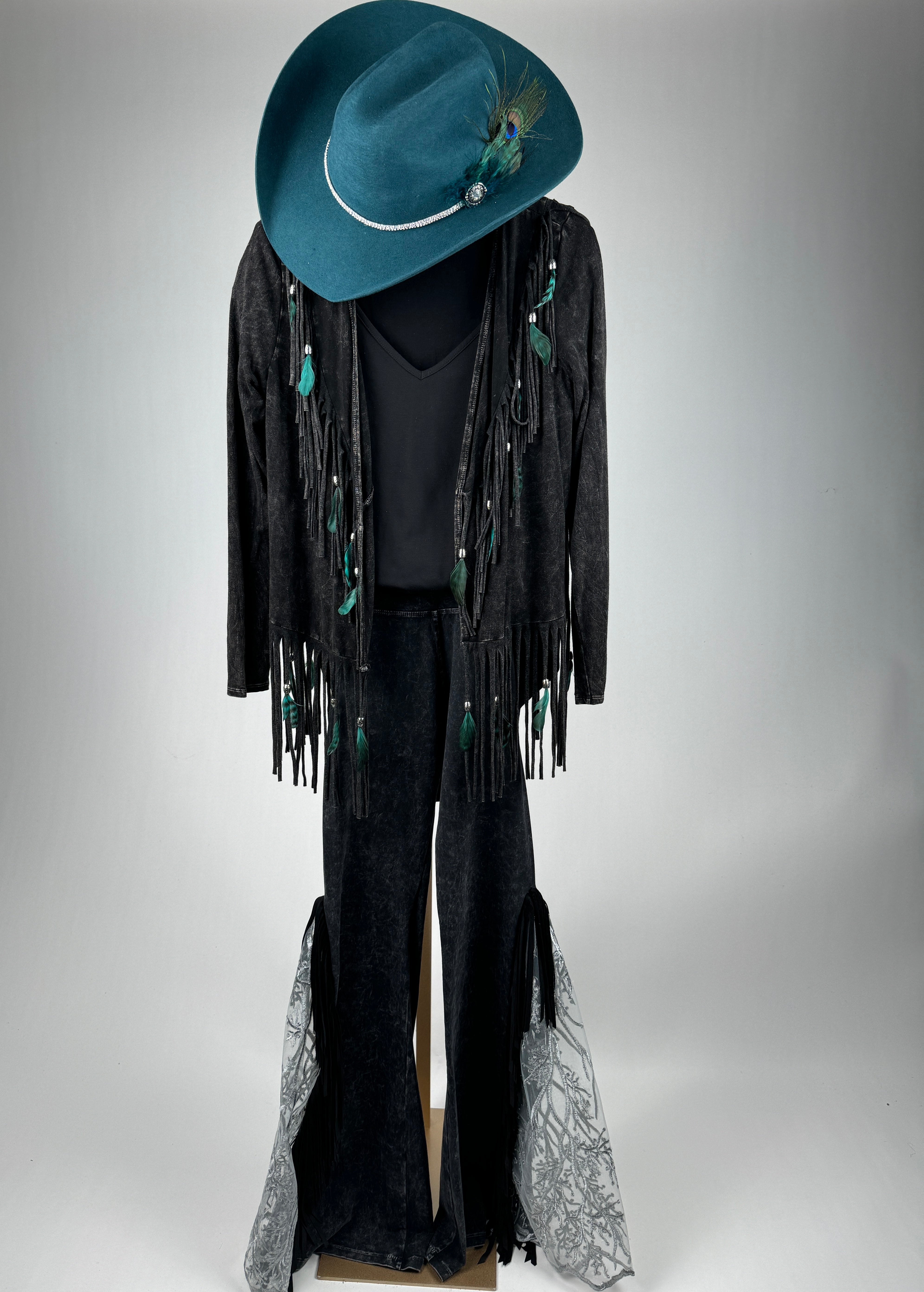 Distressed Lace Flared Pants